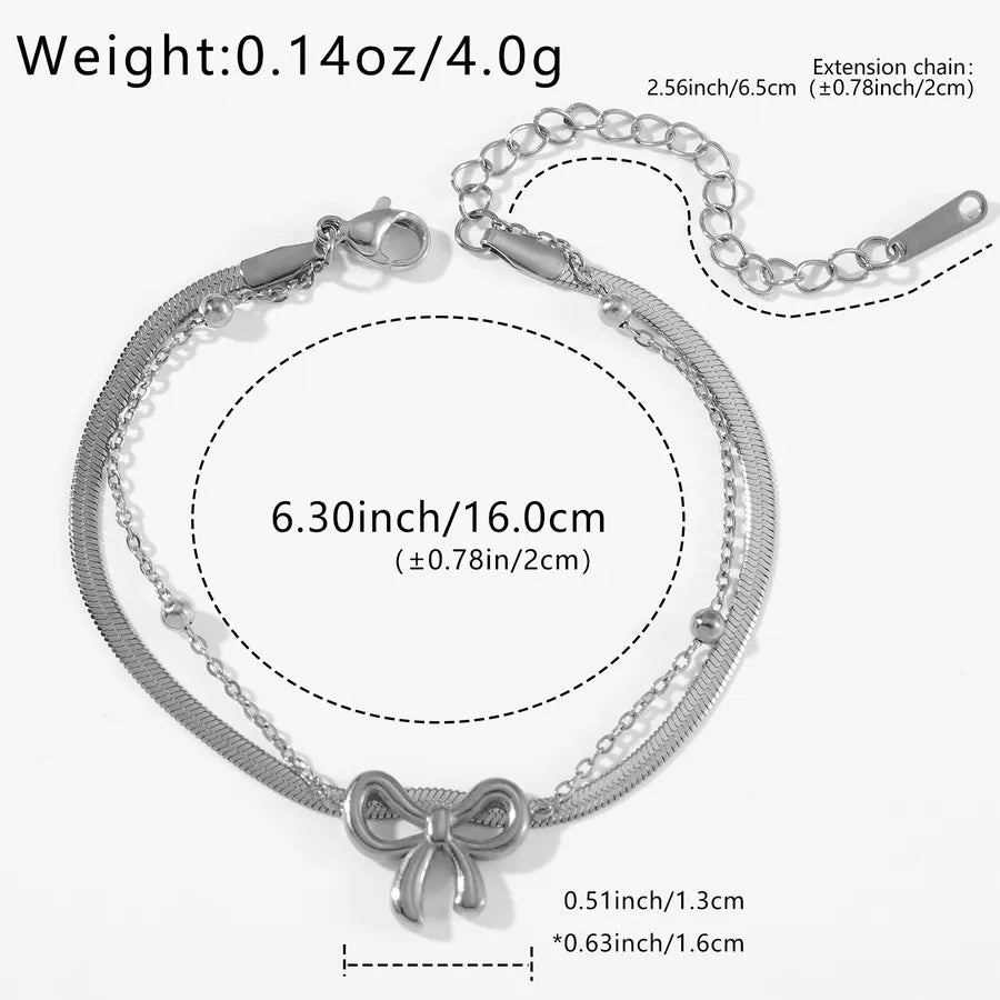 Double-Layer Bow Stainless Steel Bracelet