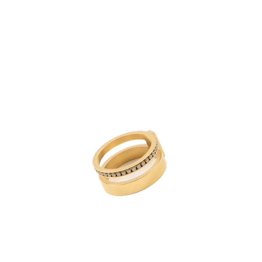 18K Gold Plated Titanium Ring with Zirconia