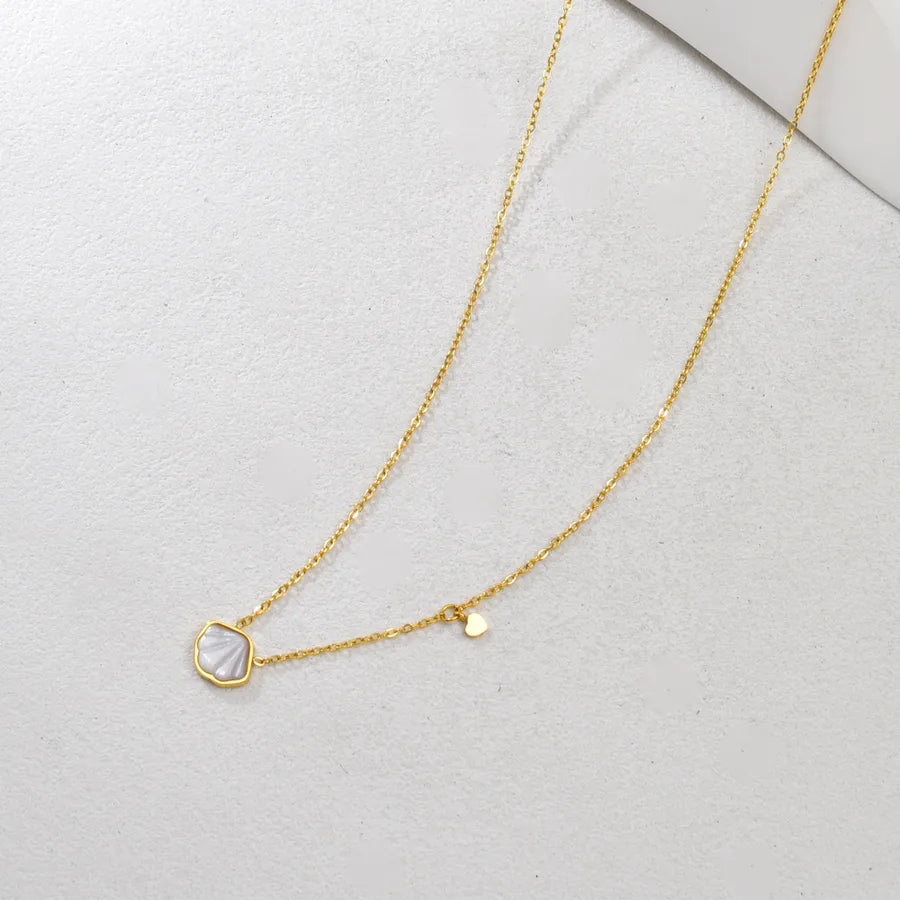 Gold Mother of Pearl Heart Pendant Necklace