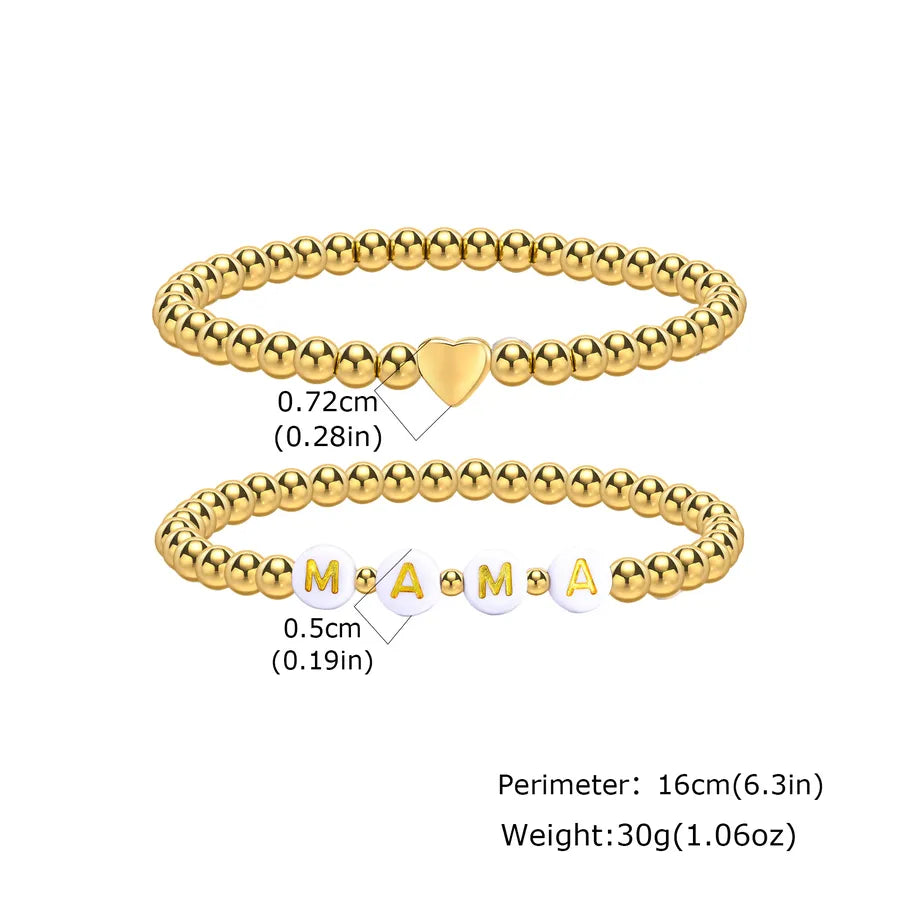 Gold Plated Heart Letter Bead Bracelet Set