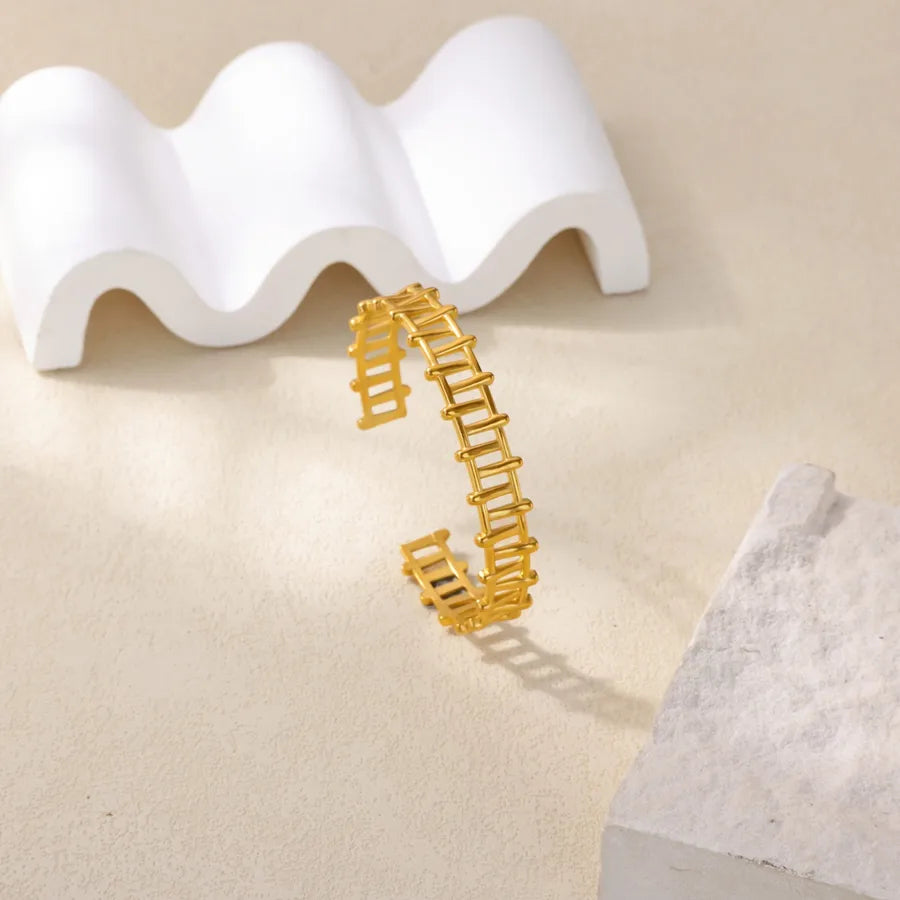 Gold Plated Geometric Stainless Steel Bangle
