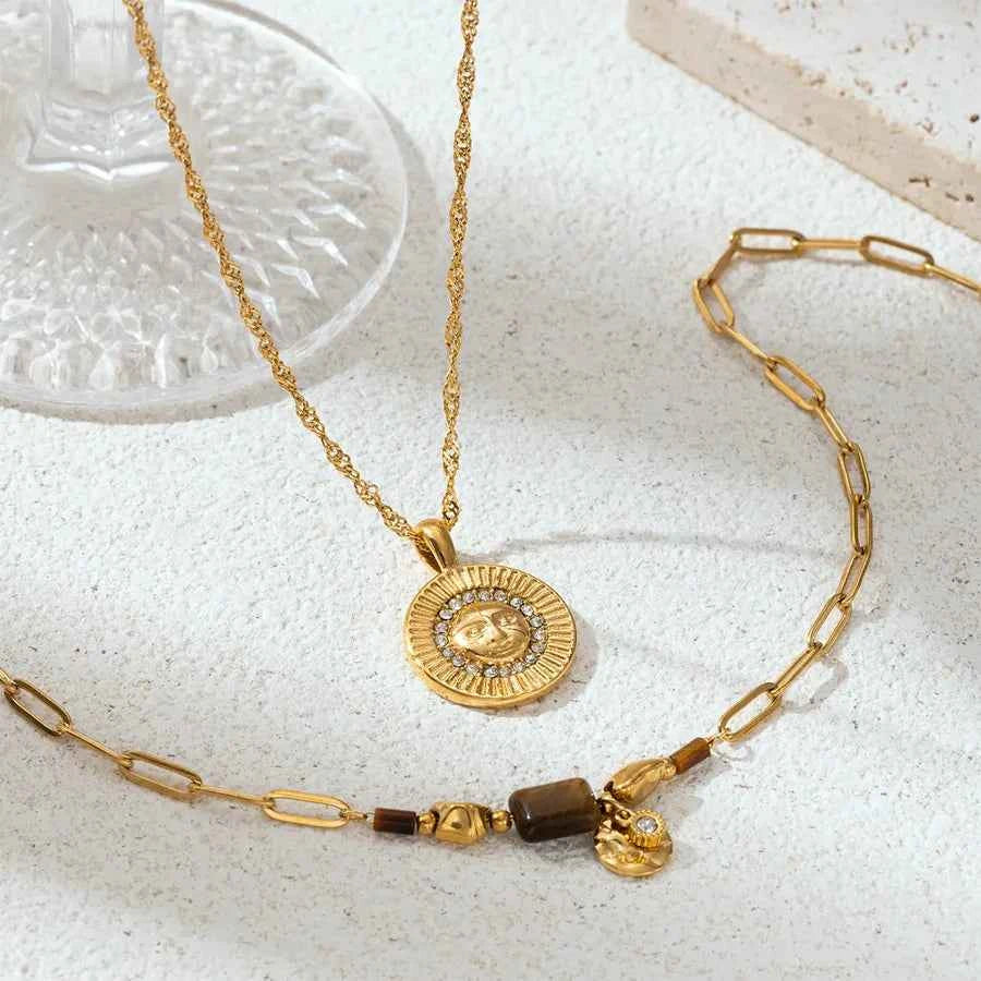 18K Gold Heart Pendant Stainless Steel Necklace