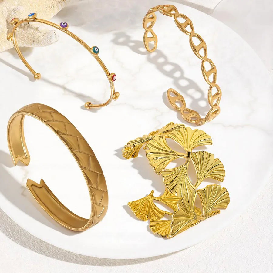 18K Gold PVD Geometric Stainless Steel Bracelet