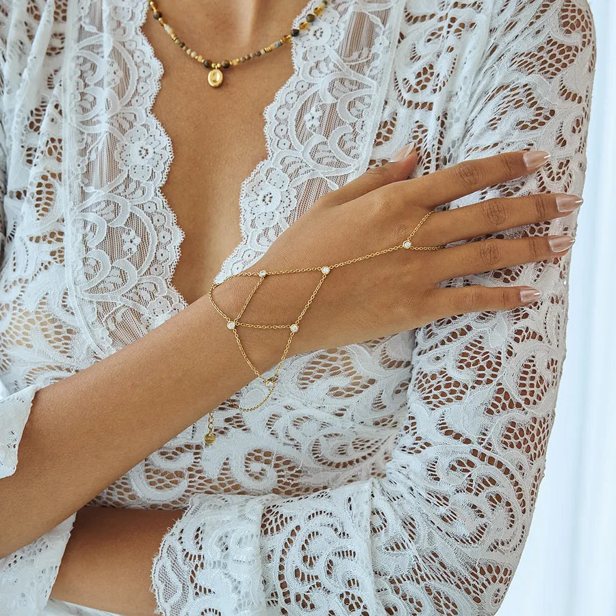 18K Gold Plated Tassel Finger Bracelet