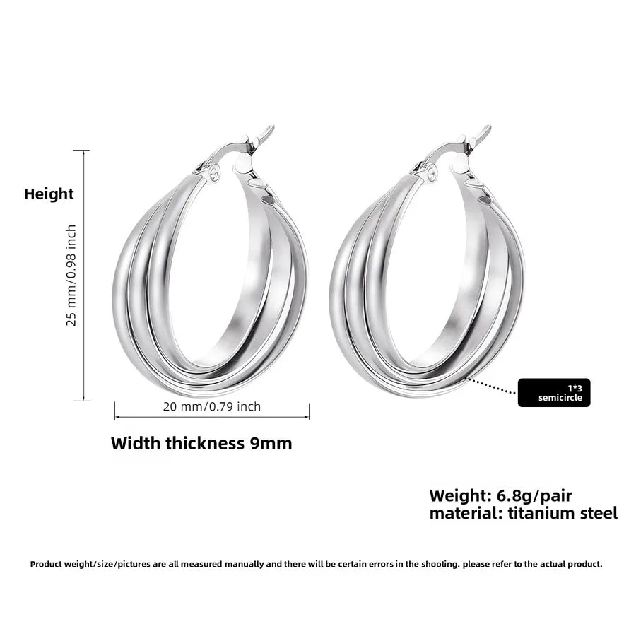 Titanium Steel Geometric U-Shaped Earrings PJER255 Steel Color 20mm