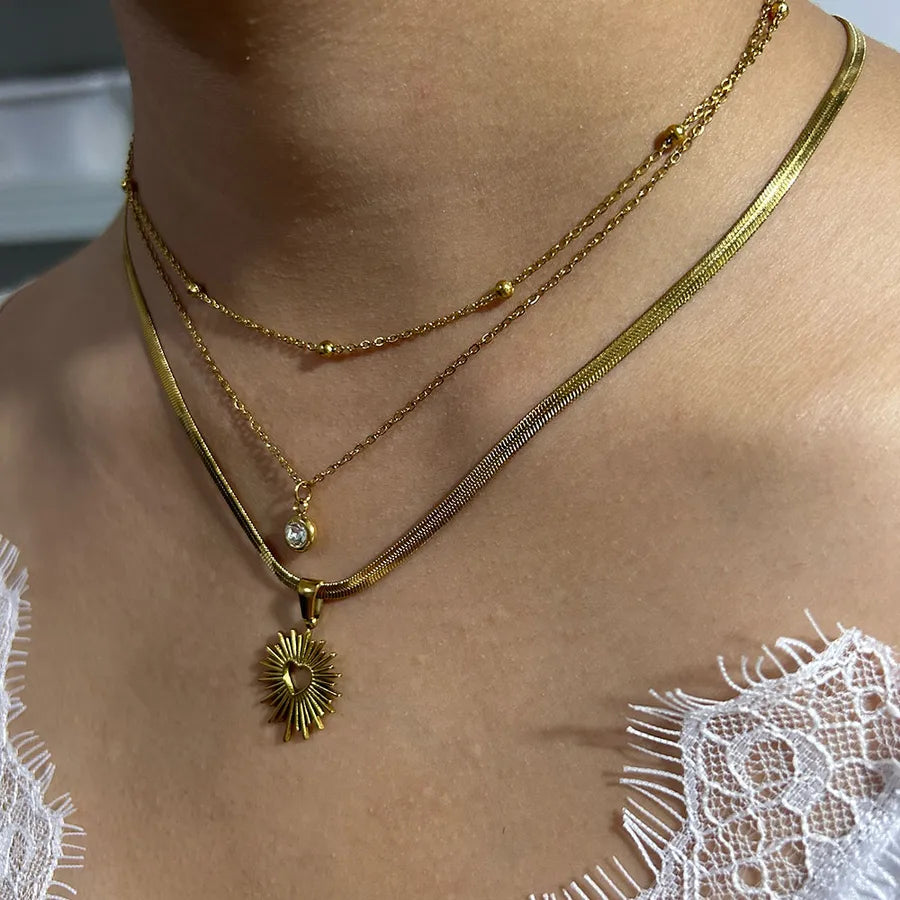 Gold Heart Pendant Necklace – Unisex Stainless Steel