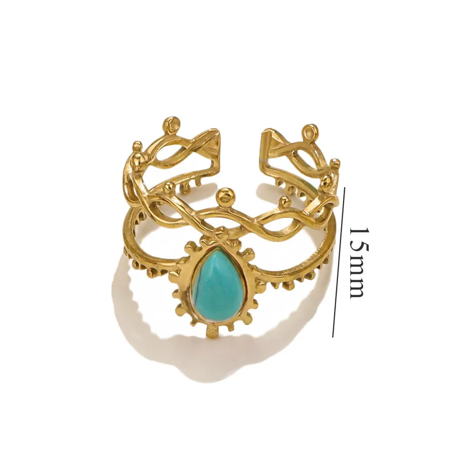 Vintage Lapis Lazuli Stainless Steel Ring Turquoise