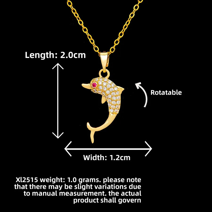 Butterfly & Whale Couple Pendant Necklace XL2515 Red Beauty Little Dolphin Necklace Gold