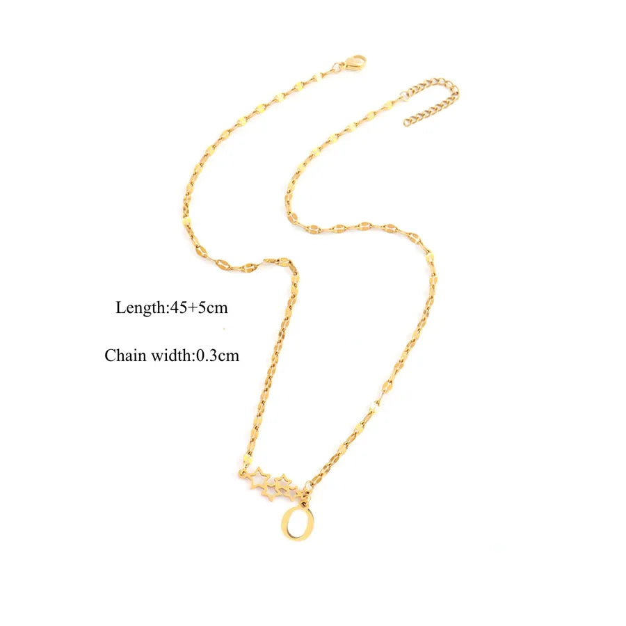 18K Gold Plated Letter & Star Pendant Necklace Gold O