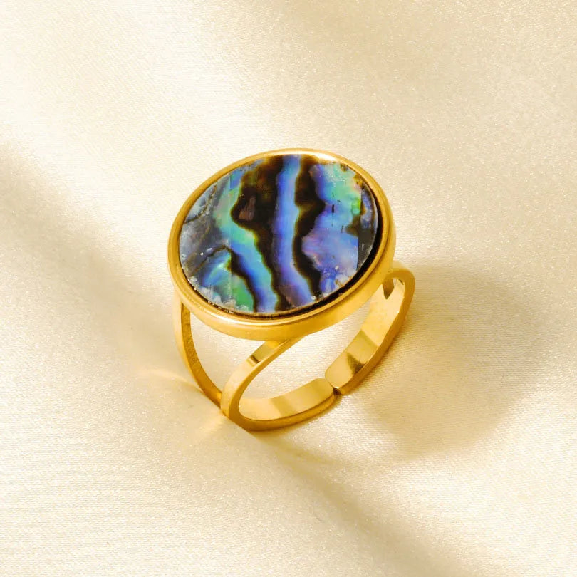 18K Gold Plated Geometric Shell Ring J930-G-B