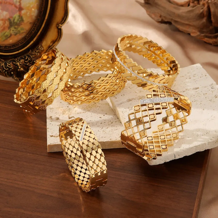 18K Gold Plated Honeycomb Zircon Ring