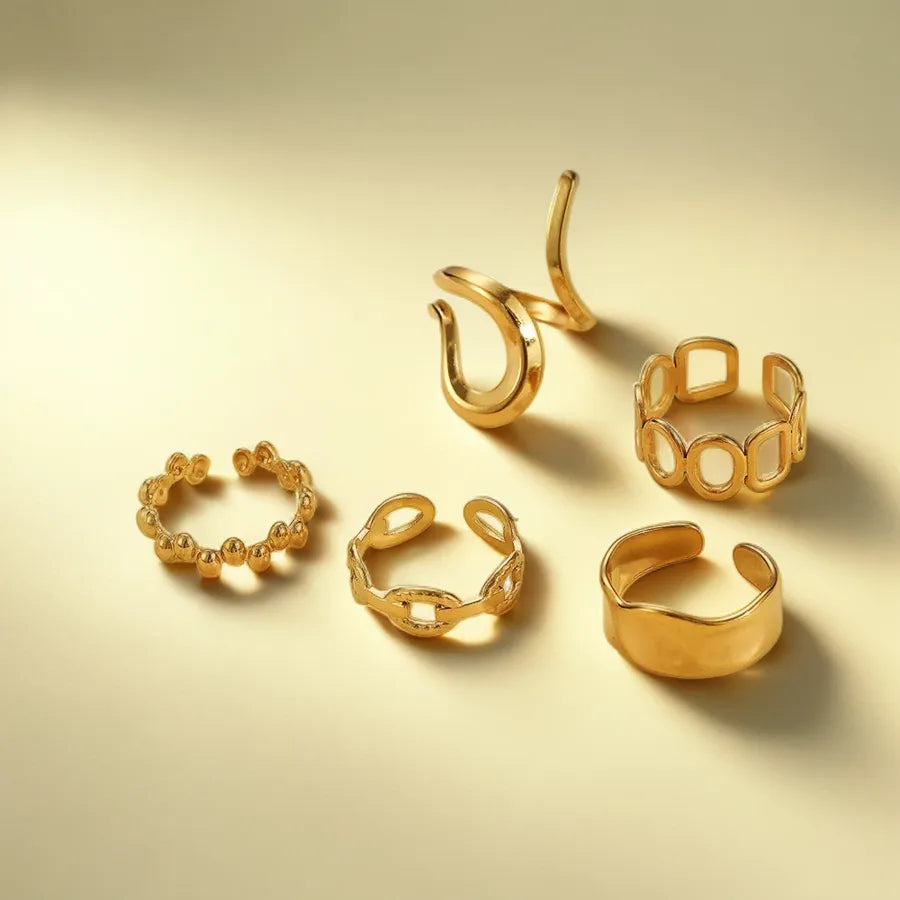 Adjustable Gold Stainless Steel Open Ring