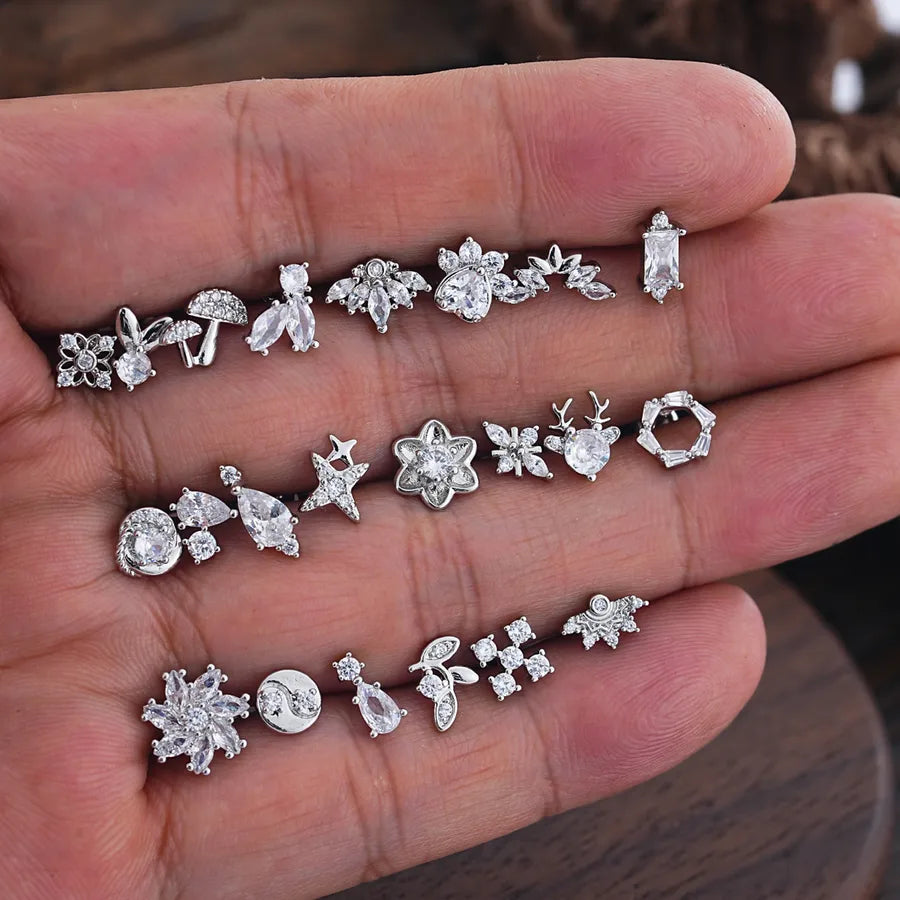 Stainless Steel Zirconia Stud Earrings