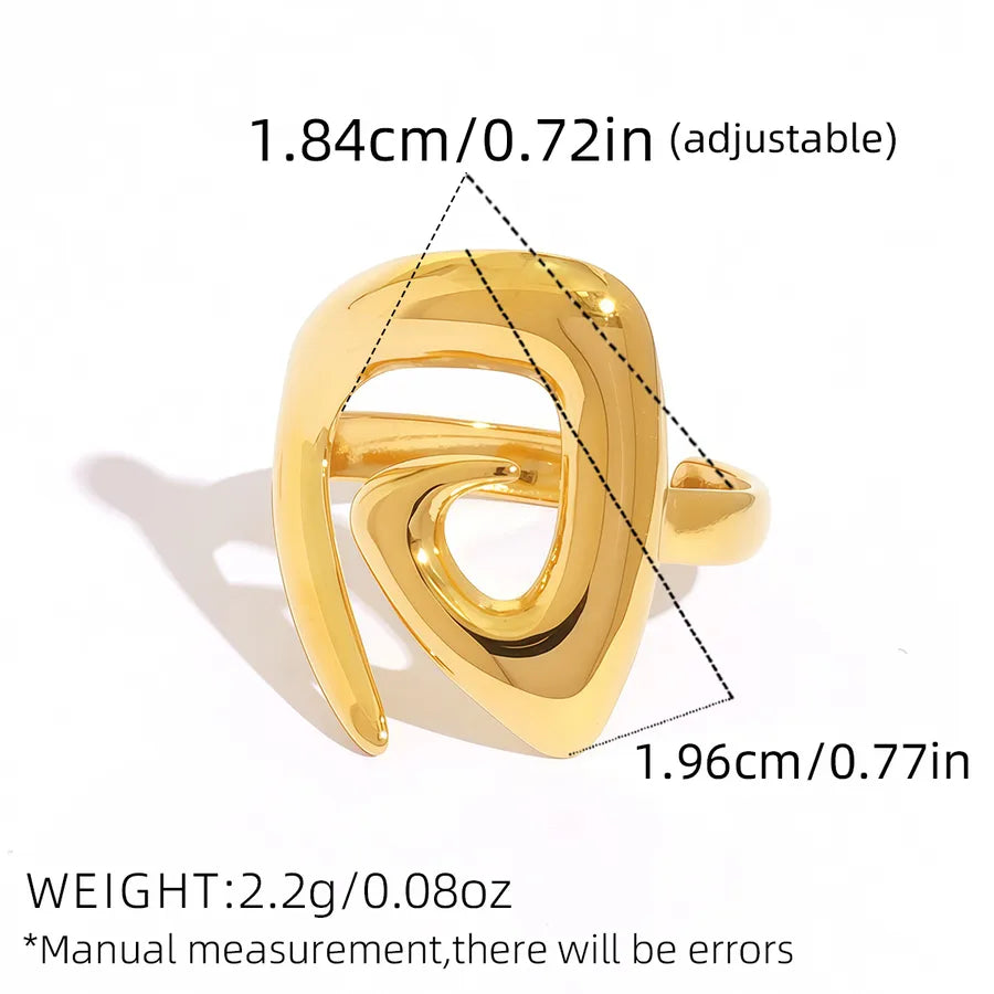18K Gold Spiral Geometric Stainless Steel Ring