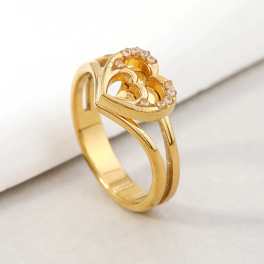 Gold-Plated Zodiac Diamond Ring for Women Average Size Large and Small Hearts with Rhinestones
