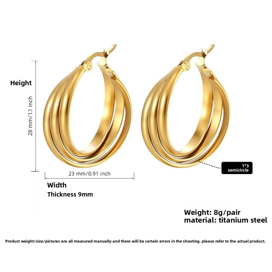 Titanium Steel Geometric U-Shaped Earrings PJER256 Gold 23mm