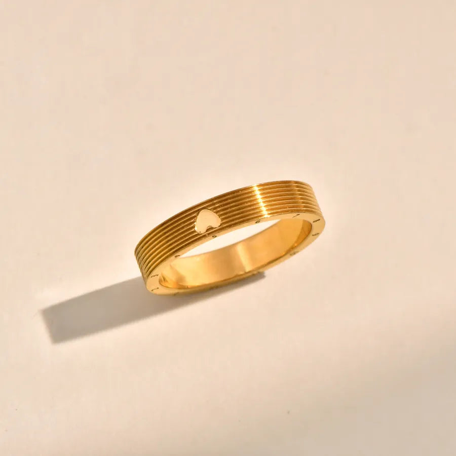 18K Gold Plated Heart & Pearl Geometric Ring