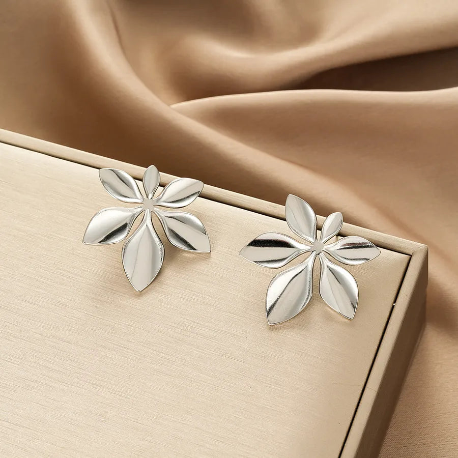 Irregular 18K Gold Plated Stainless Steel Earrings E1387-B (a Pair of Silver Ear Studs)