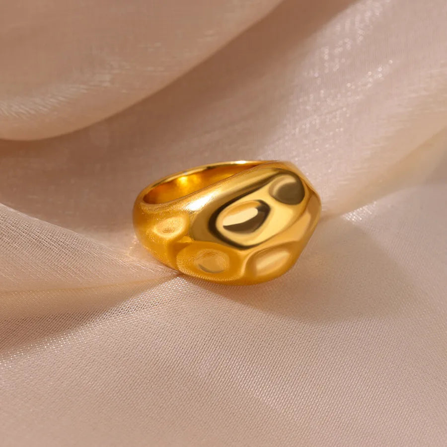 18K Gold PVD Geometric Stainless Steel Open Ring