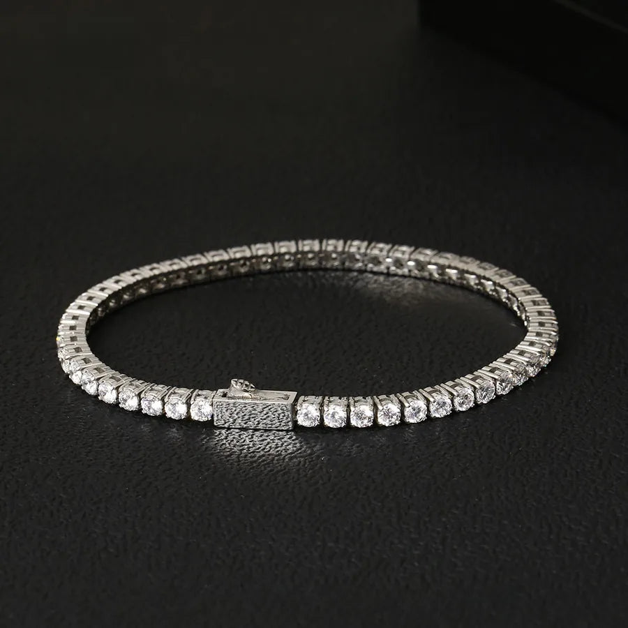 Zircon Tennis Chain Bracelet – Titanium Steel Steel Color 3mm Zircon 20cm Bracelet