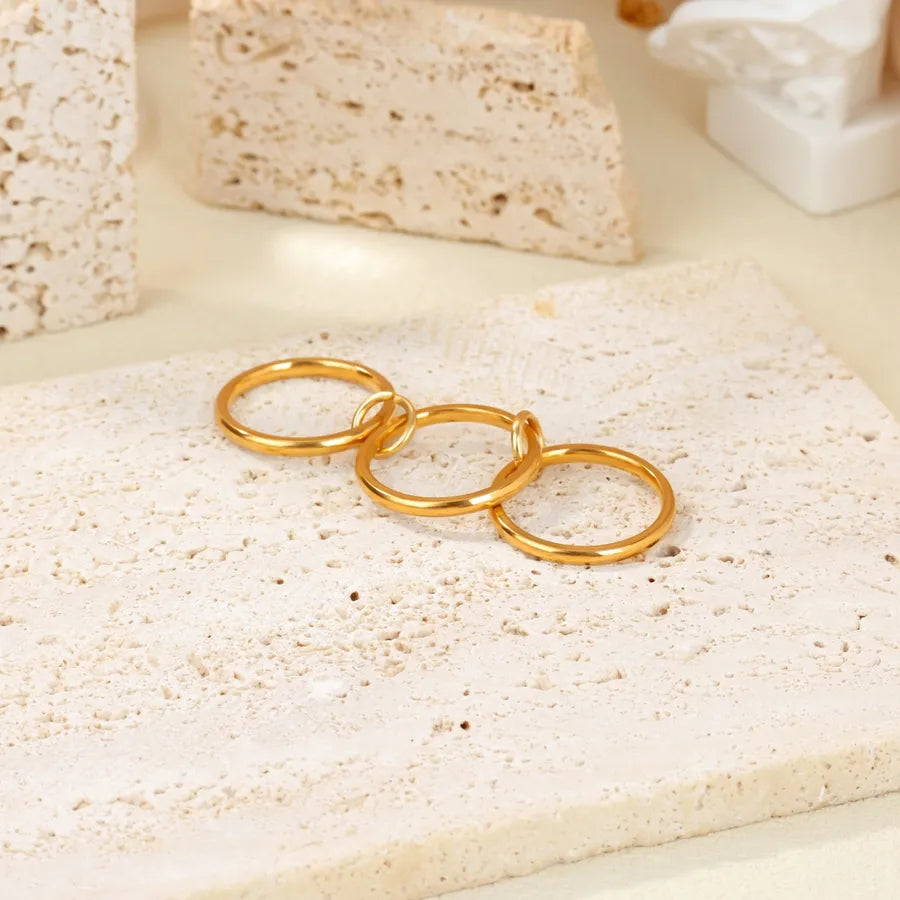 Geometric Gold Stainless Steel Ring