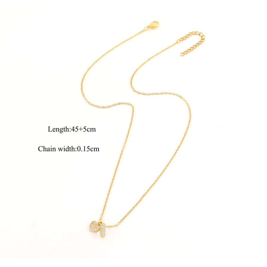 18K Gold Plated Heart Letter Pendant Necklace Gold I