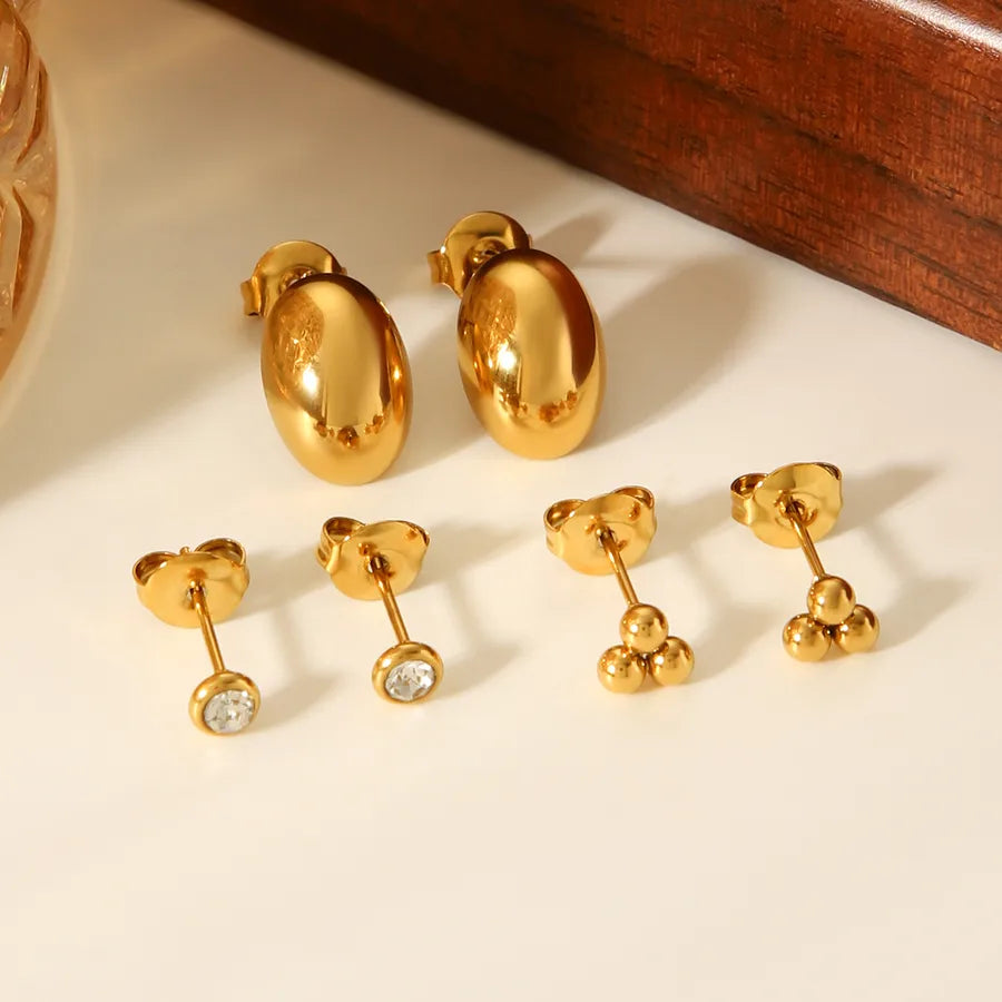 Gold Plated Zirconia Stud Earrings Set