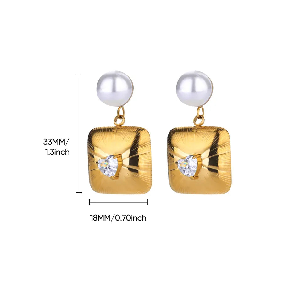 Colorful Pearl & Zircon Stud Earrings – 18K Gold 24