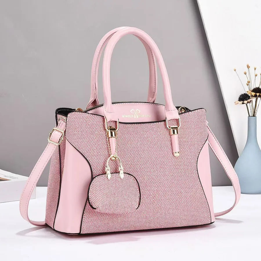 Color Block PU Shoulder Handbag for Women