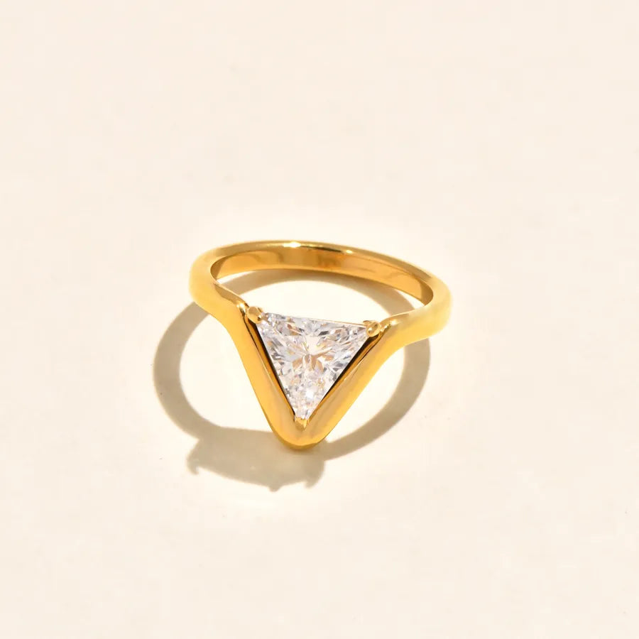 Gold Plated Geometric Zircon Ring for Women 5772601
