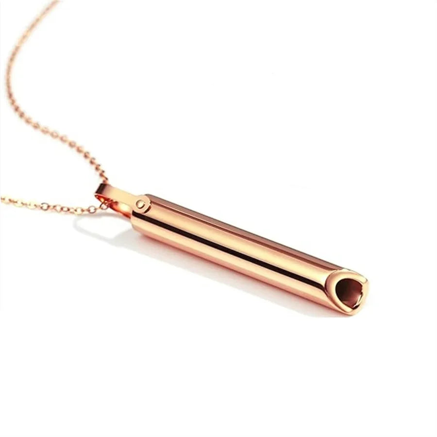 Titanium Steel Stress Relief Whistle Necklace Rose Gold-Cross Chain