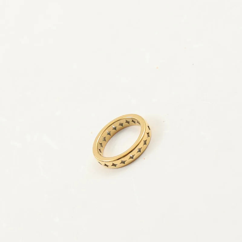 18K Gold Geometric Titanium Steel Ring