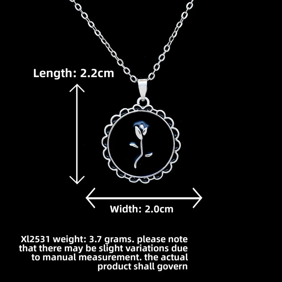 Butterfly & Whale Couple Pendant Necklace XL2531 Lace Rose Necklace Silver Oil Drop Black