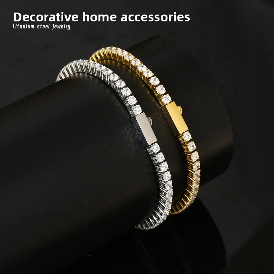 Zircon Tennis Chain Bracelet – Titanium Steel