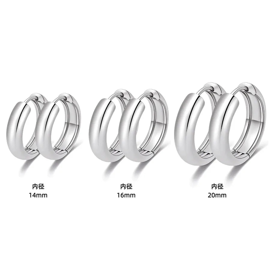 Luxury Titanium Steel Geometric Earrings Three Pairs (steel Color) 14-16-20