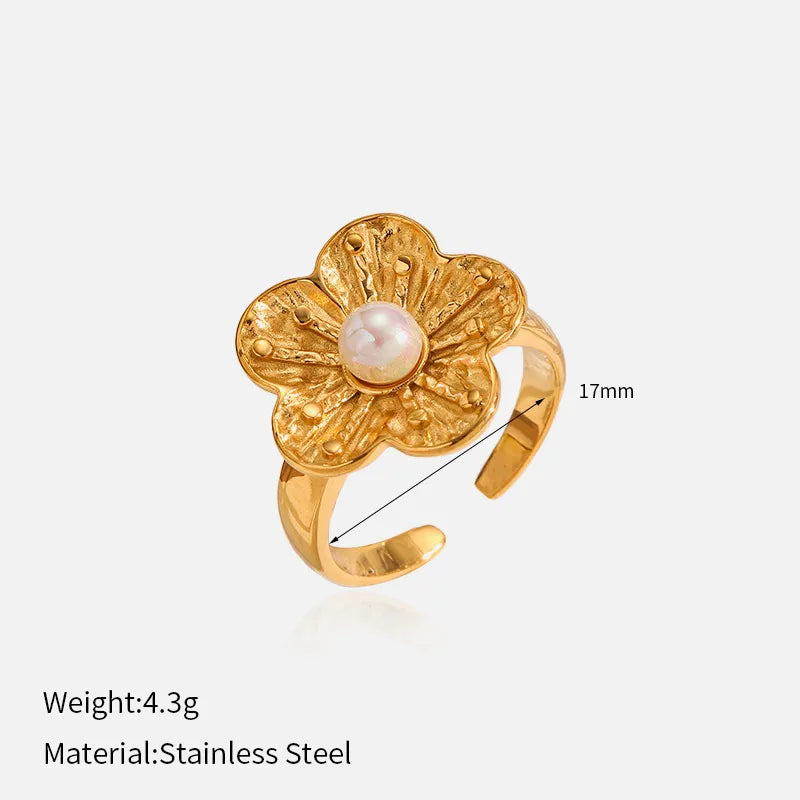 Gold Plated Flower Open Ring for Women YHTSR-2501321