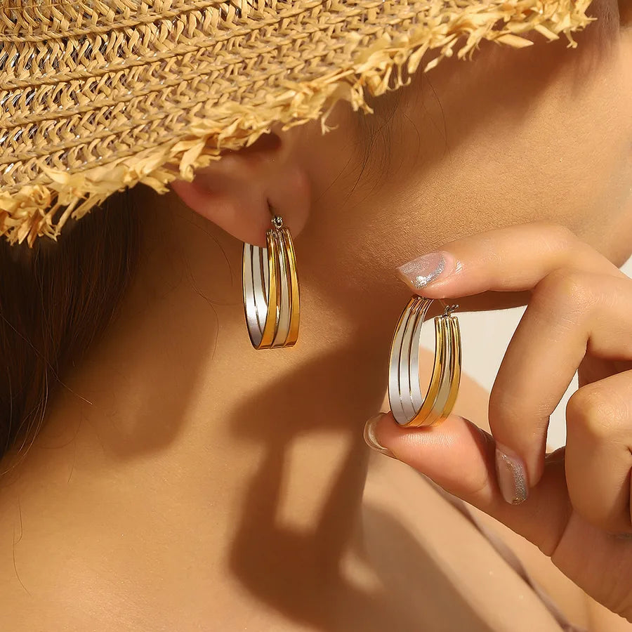 Gold & Silver Gradient Stainless Steel Earrings