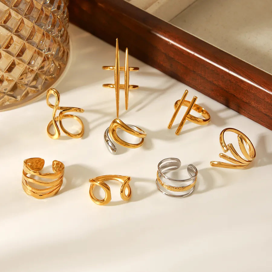 18K Gold PVD Coated Irregular Open Ring