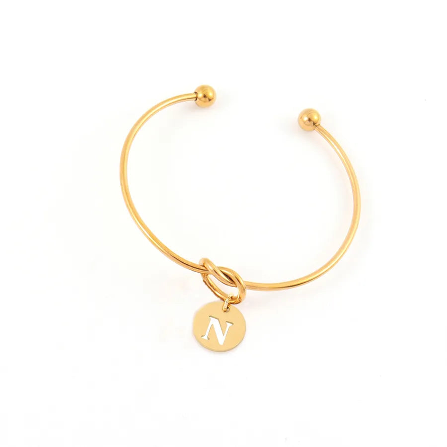 Gold Plated Stainless Steel Initial Heart Bracelet Gold N