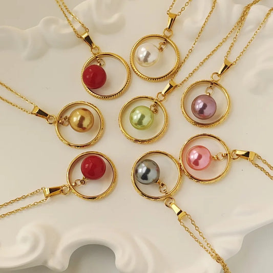 Titanium Steel Moon Pendant Necklace for Women