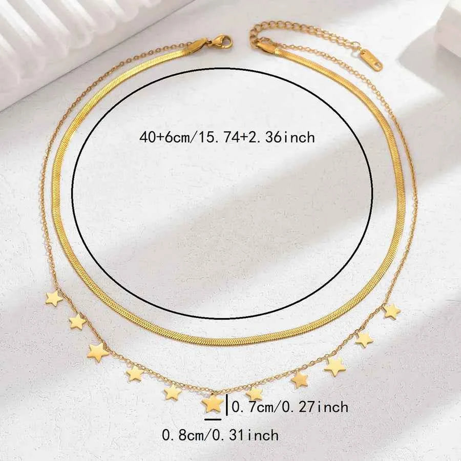 18K Gold Plated Double Layer Star Necklace