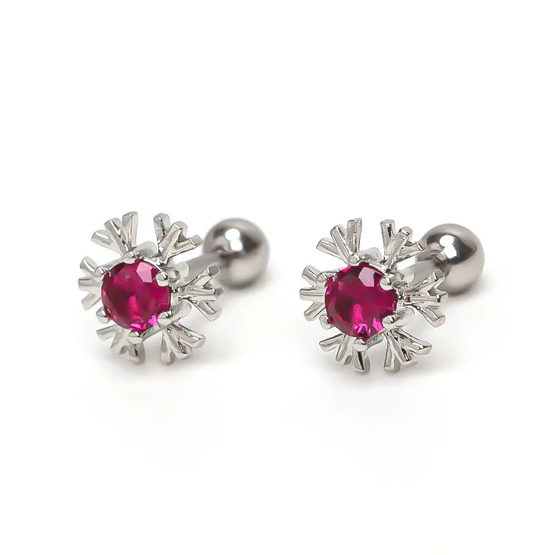 Sweet Pink Diamond Stainless Steel Stud Earrings