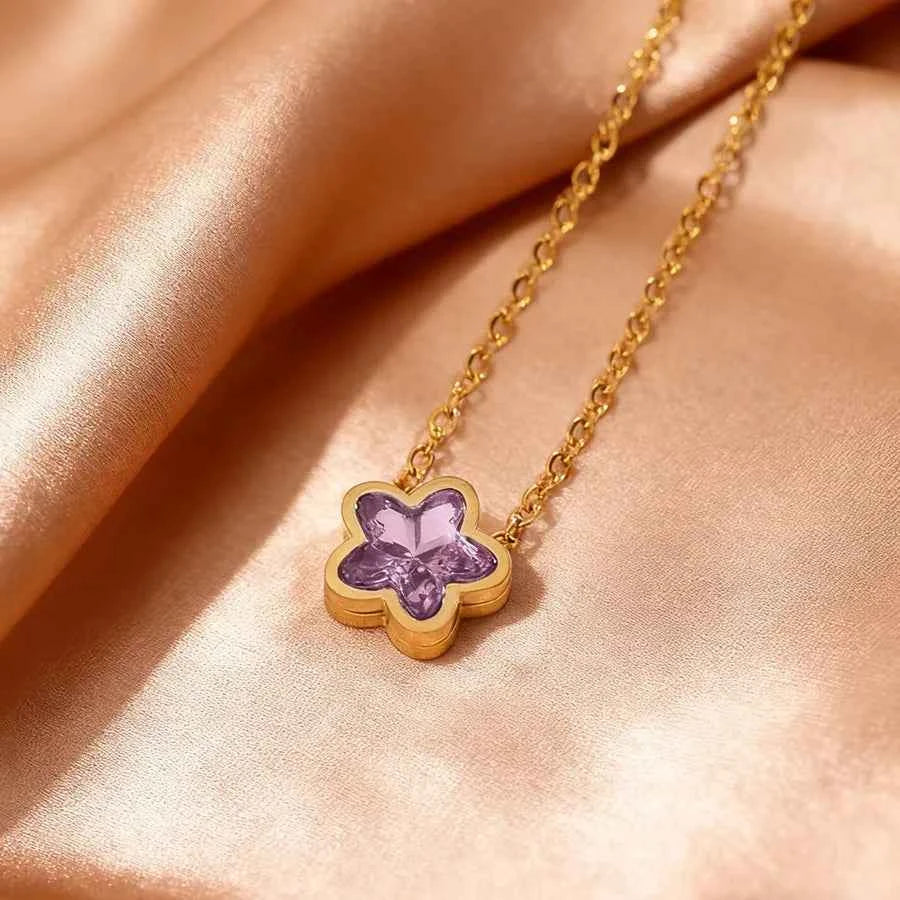 18K Gold Star Pendant Necklace for Women