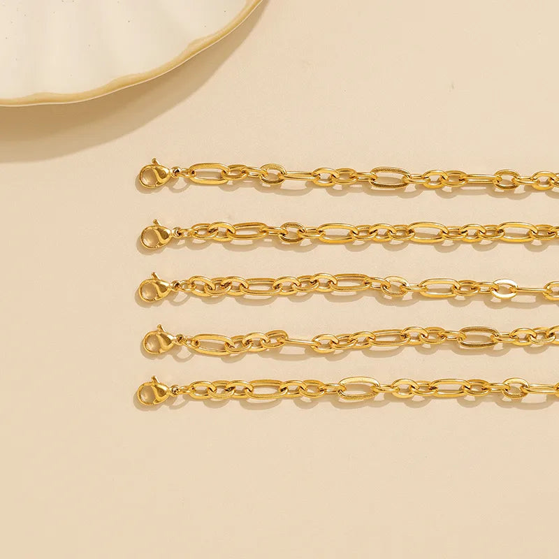 Gold Stainless Steel Geometric Chain Bracelet