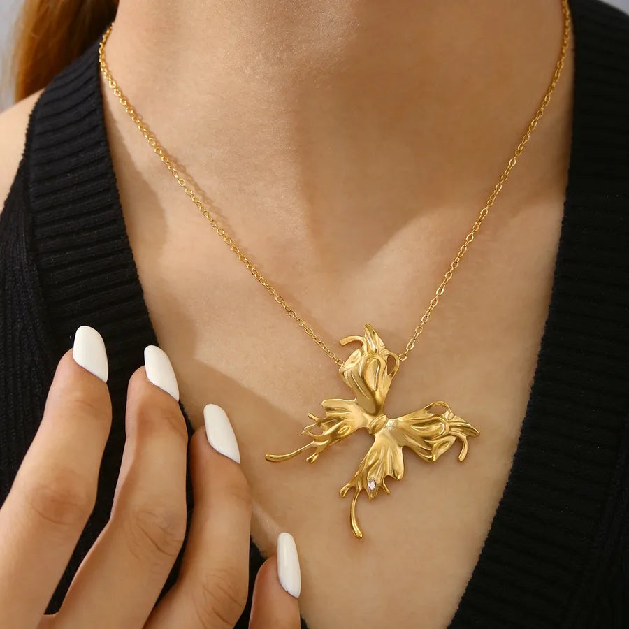Gold Butterfly Pendant Necklace for Women