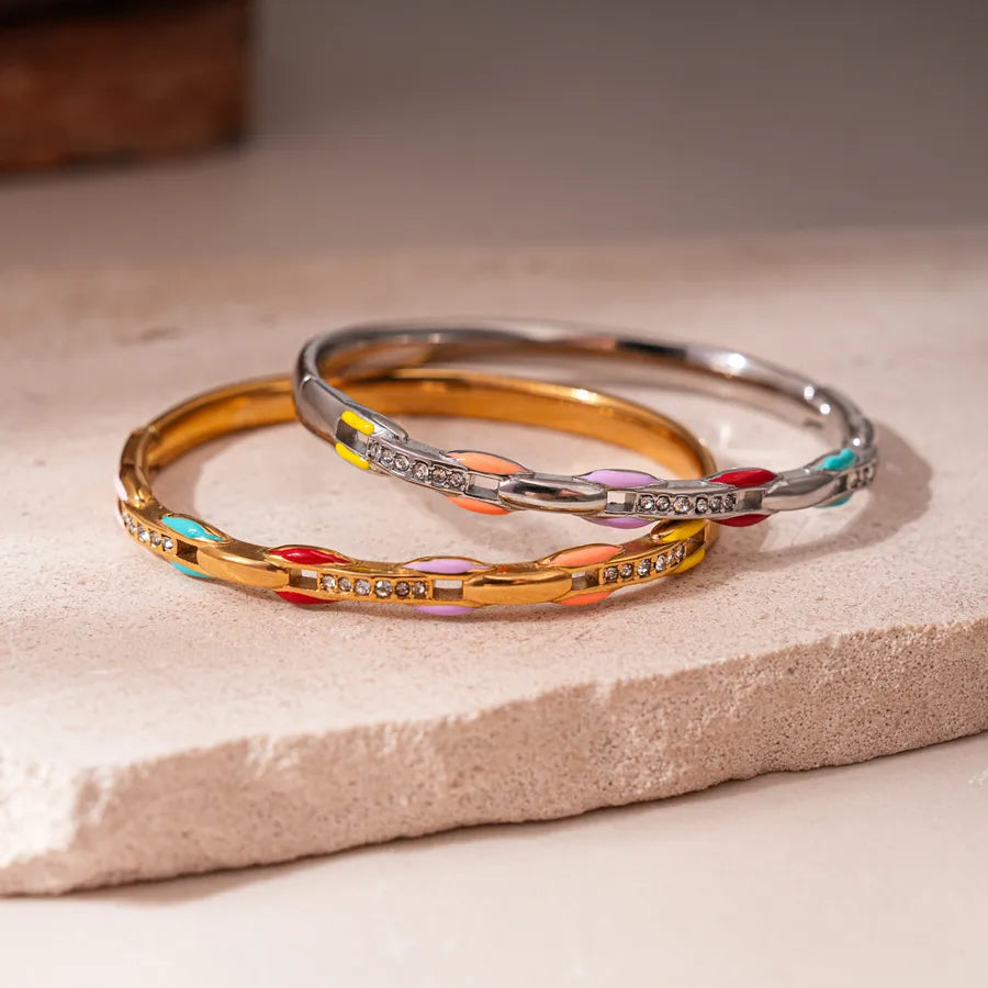 Elegant Geometric Diamond Bangle Bracelet