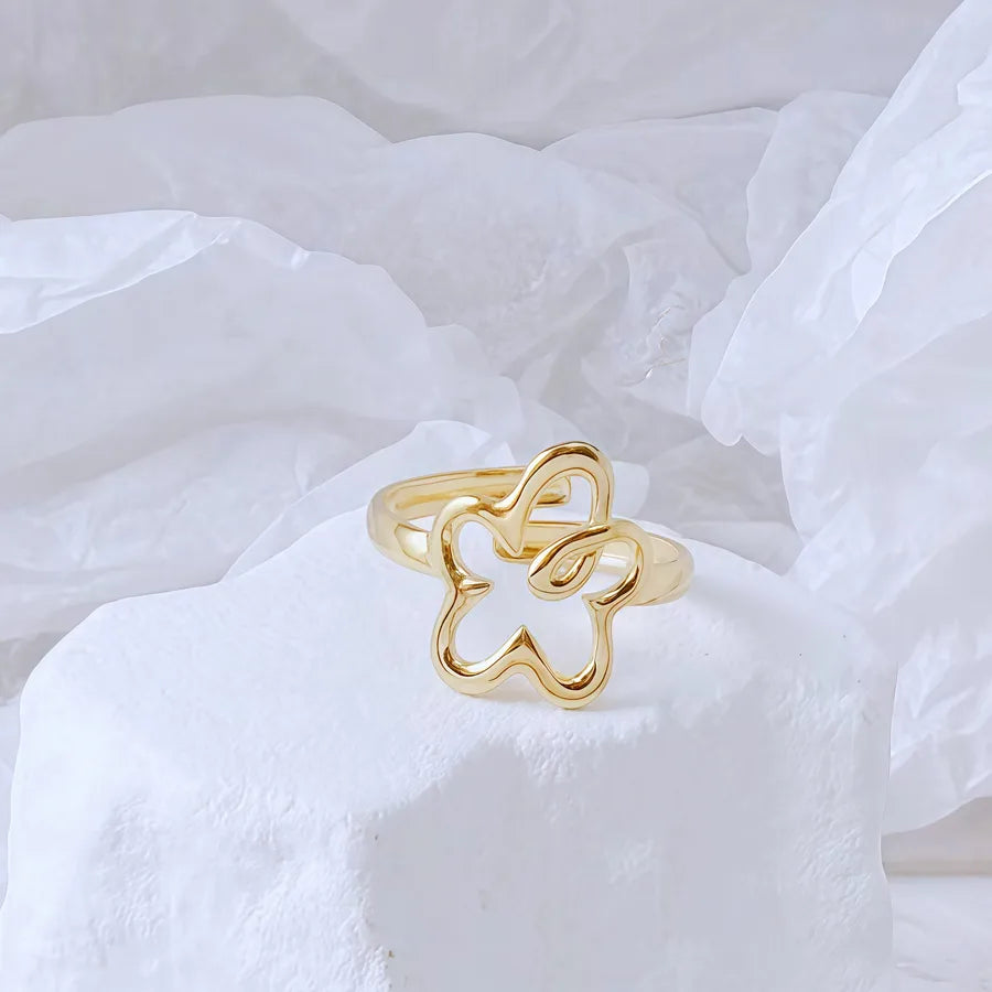 Gold Bamboo Titanium Steel Open Ring Adjustable Opening Golden Hydraulic J52