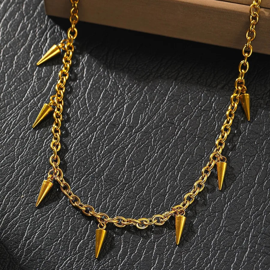 Gold Plated Stainless Steel Layered Pendant Necklace