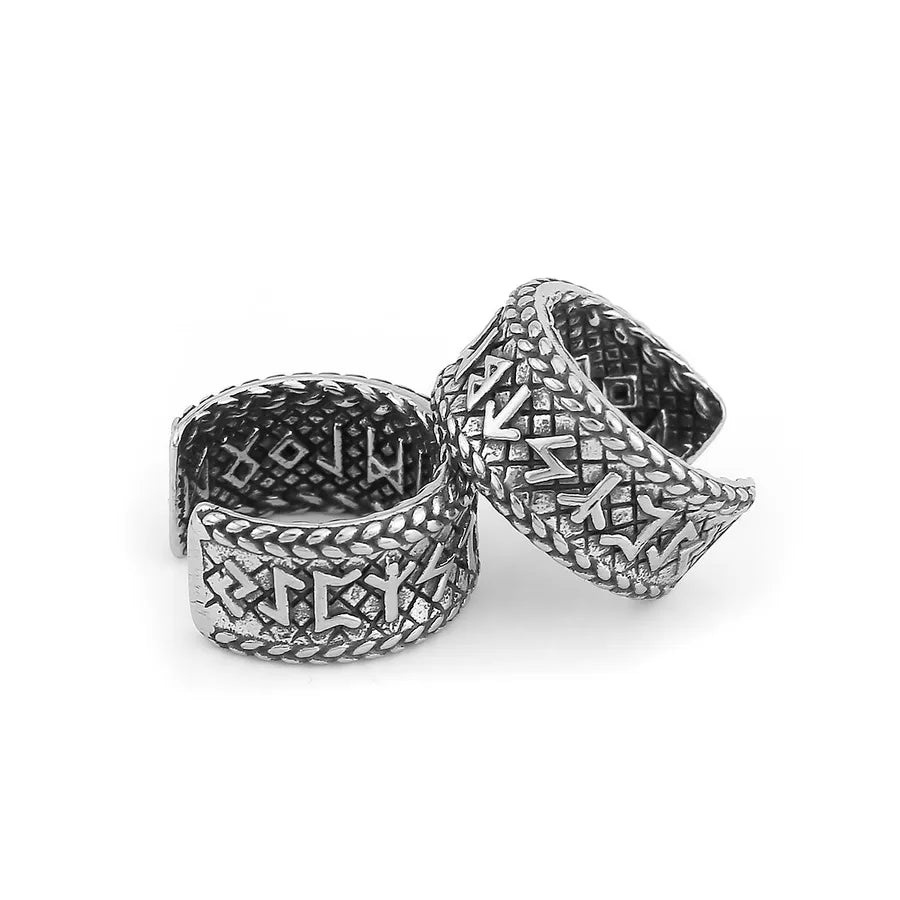 Viking Runes Titanium Steel Clip-On Earrings Steel Color