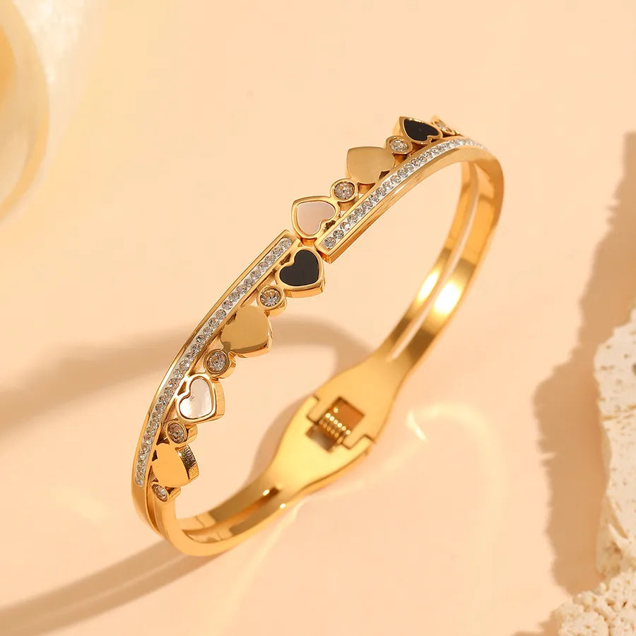 18K Gold Heart Bangle – Stainless Steel Bracelet#1
